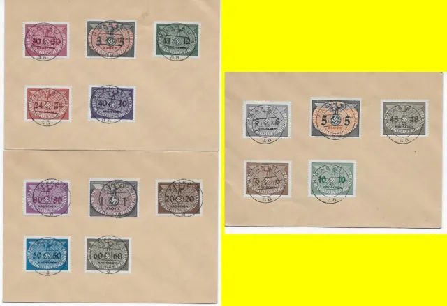 Generalgouvernement - Dienstmarken Mi.-Nr. 1 - 15 auf 3 Briefen