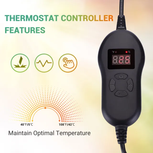 Sämling Heizmatte Wärmematte mit Thermostatregler Terrarium Heizkissen EU 30W CF 3