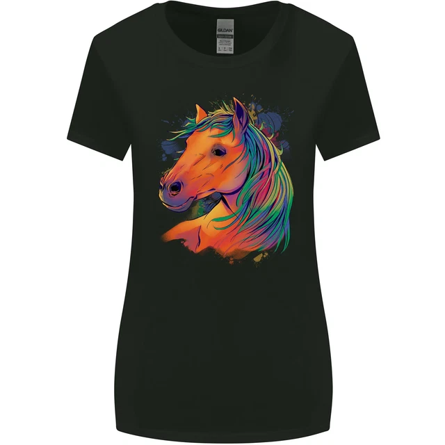 T-SHIRT ÉQUESTRE FEMME Coupe Plus Large Tête De Cheval EUR 13,32
