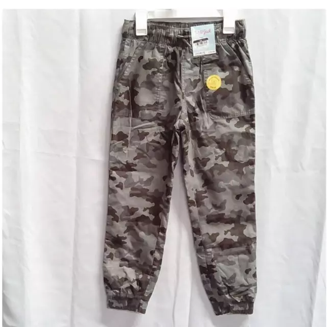 New Cat & Jack Boys Size 10 Camouflage Drawstring Jogger Reinforced Knee Pants