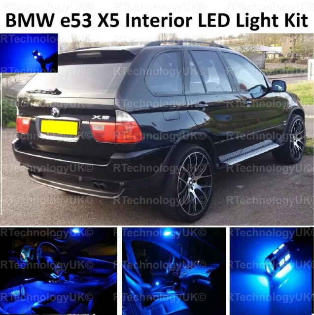 PREMIUM BLUE for BMW X5 E53 2000-2006 INTERIOR FULL UPGRADE LED LIGHT BULBS KIT