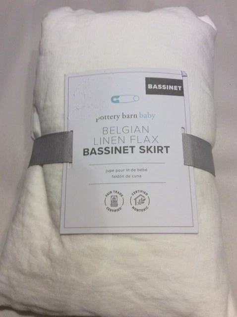 Pottery Barn Kids Belgian Flax Linen Bassinet Bed Skirt Nursery NWT! White Pottery Barn Kids Belgian Flax Linen Bassinet Bed Skirt Nursery NWT! White