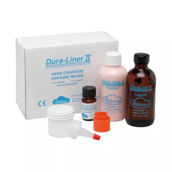 DURALINER II RELIANCE 4 Oz + 4 Oz + 10ml. HARD DENTURE RELINE.