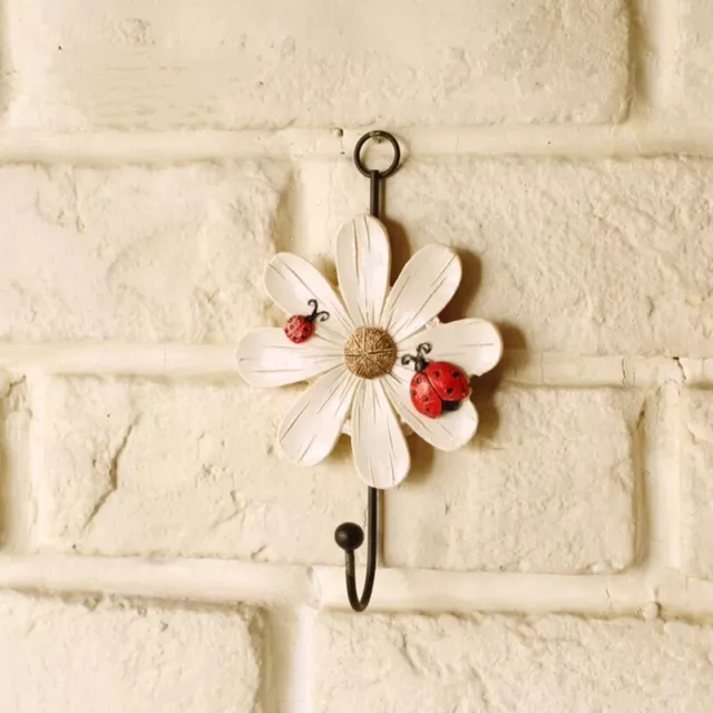 Rustic Coat Hooks Daisy Flower Hook Wall Hanger Rack Keychain Clothes Organizer