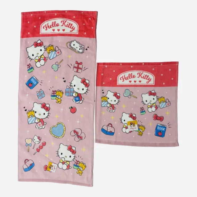 Sanrio Hello Kitty Towel Set of 2. Kawaii Cute Design Import From Japan