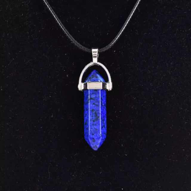 Natural Hexagonal Point Wand Gemstone Pendant Chakra Quartz Crystal Necklace US 5