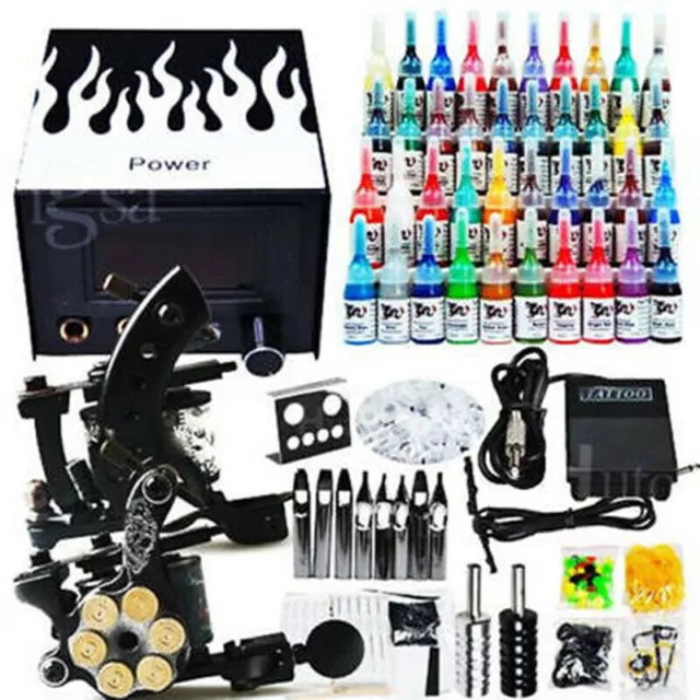 Set completo macchina per tatuaggi 2 set tatuaggi kit 40 colori inchiostri 50 aghi