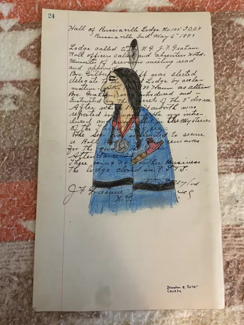 Native American Choctaw Indian Ledger Art Original Art