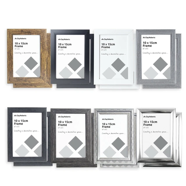 Pack of 2 Photo Frames 6x4 White, Grey, Silver, Brown, Black, 6x4 Picture Frame