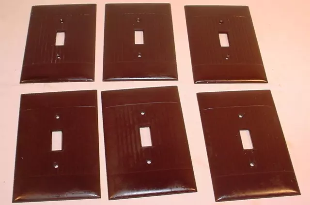 6 Sierra Electric Oversize Brown Ribbed Deco Wall Switch Covers / Plates