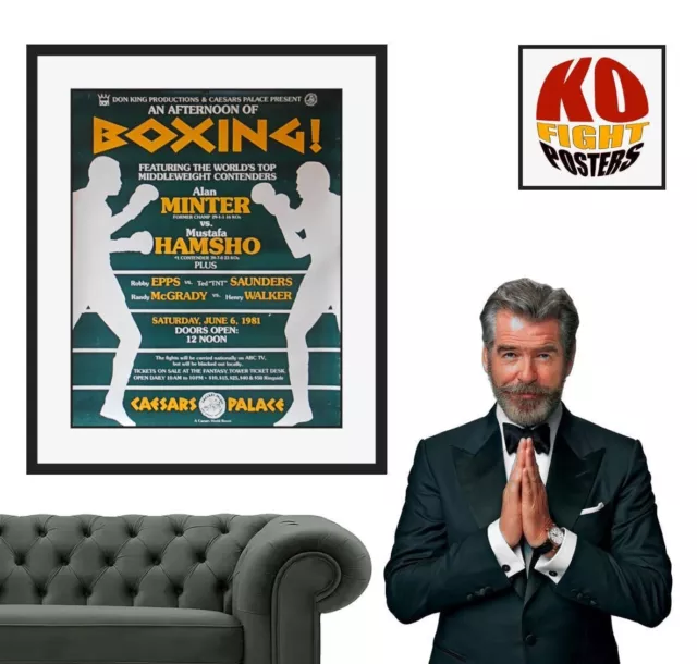 ALAN MINTER vs. MUSTAFA HAMSHO : Original Vintage Onsite Boxing Fight Poster 10D