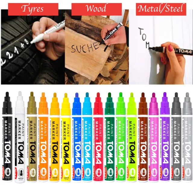 Permanent Marker Pens Oil Paint Waterproof for Car Tyre Arts Crafts 17 Colours