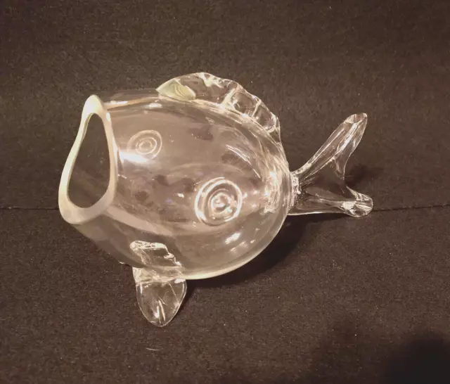 Vintage blown glass open mouth fish terrarium display