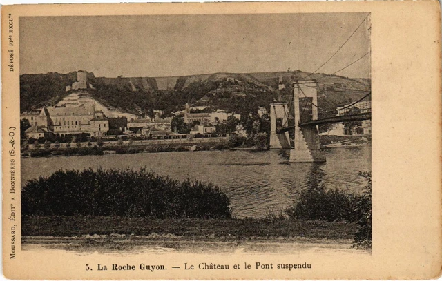 CPA LA ROCHE-GUYON - Le Chateau et le Pont suspension (107291)