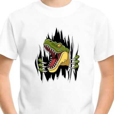 Dinosaur Jurassic T-Shirt Gift Kids Boys Birthday T-Rex Ripped Dino Funny Top