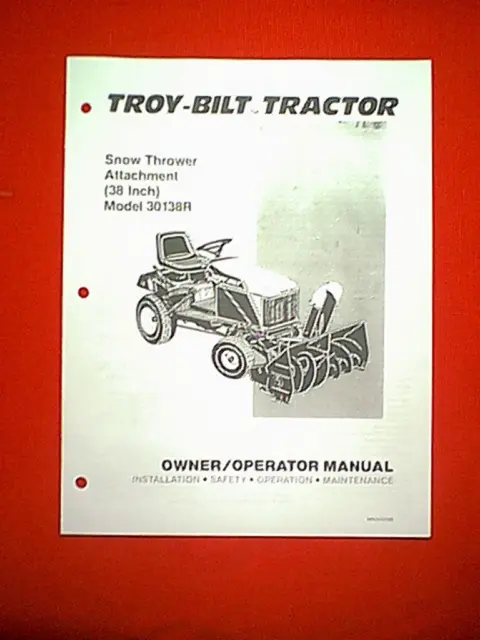 Bolens Troy Bilt 38" Snowthrower Attachment Model # 30138R Owners Manual