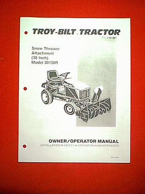 Bolens Troy Bilt 38" Snowthrower Attachment Model # 30138R Owners Manual