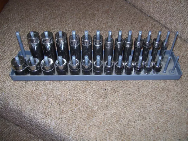 Snap On  metric 3/8 drive six point deep and shallow socket set including holder