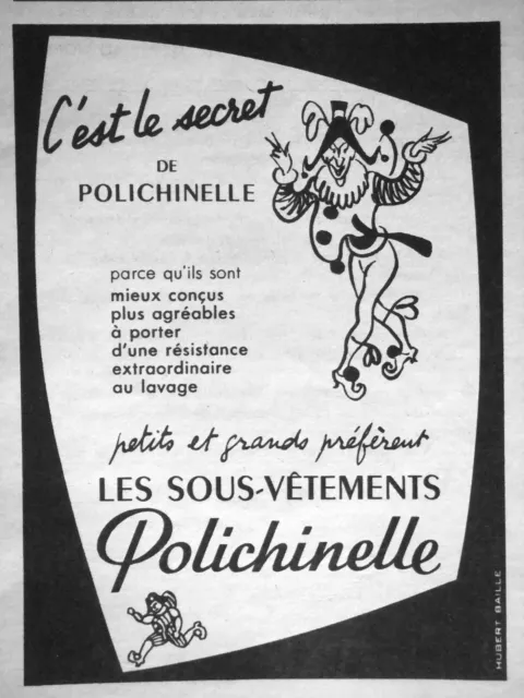 Publicité De Presse 1955 Les Sous-Vêtements Polichinelle Pour Petits Et Grands