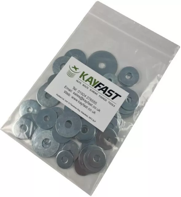 200g OF 'MIXED IN THE PACK' PENNY REPAIR WASHERS ASSORTED ZINC M5 M6 M8 M10 BZP