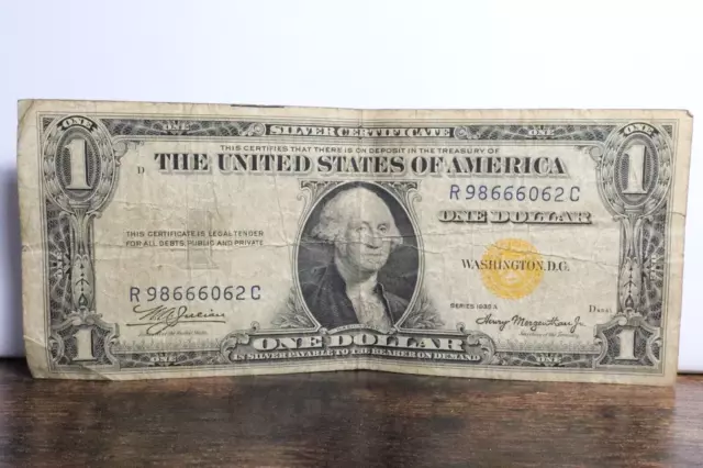 1935A $1 Yellow Seal NORTH AFRICA Silver Certificate WWII Emergency Issue Note