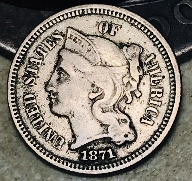 1871 Three Cent Nickel Piece 3C Ungraded Choice US Type Coin CC18190
