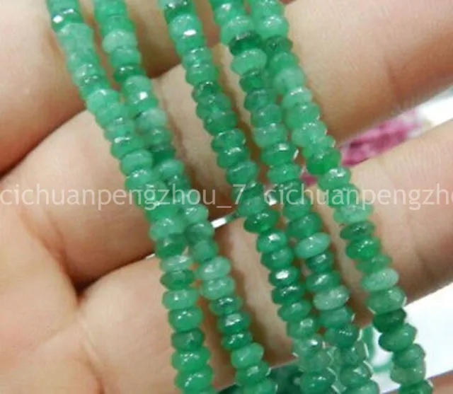 Faceted 2x4mm Natural Green Emerald Abacus Gems Rondelle Loose Beads 15''