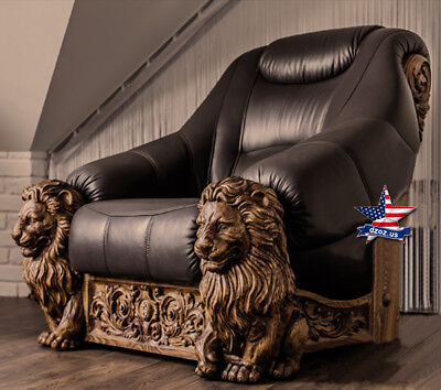 ❤️Lion Chair exclusive furniture✅Wood Carved Art sculpture statue figure Baroque