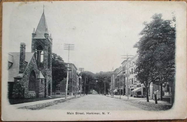 Herkimer, NY 1905 Postcard: Main Street / Downtown - New York