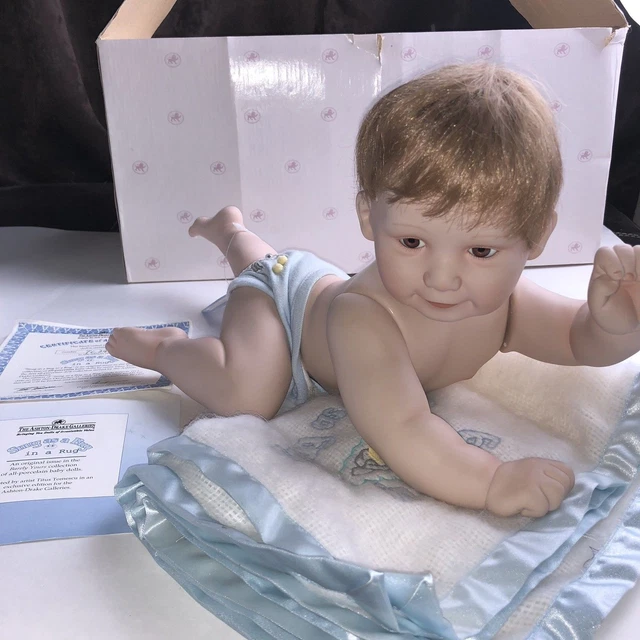The Ashton Drake Galleries SNUG AS A RUG Porcelain Doll 1995 W/ Blanket