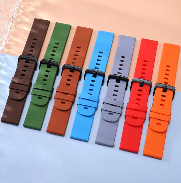 20mm 22mm Quick Release Silicone Smart Watch Band Soft Strap Rubber Bracelet