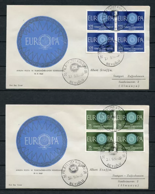 TÜRKEI Nr.1774-1775 VIERERBLOCK SCHMUCK-FDC 19,9.1960 EUROPA (119984)