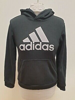 Ll651 Girls Adidas Black Logo Pullover Sweatshirt Top Hoodie Uk 11-12 Yrs