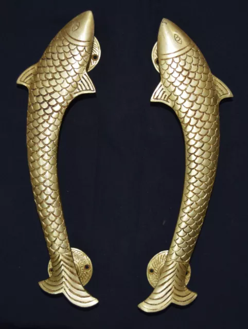 Golden Fish Door Handle Brass Handmade Large door handle Wardrobe door Handel GK