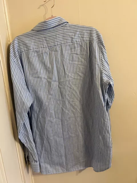 Men's Michael Kors Striped Dress Shirt Size 16 32/33 Large 100% Cotton Point 3
