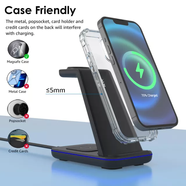 DE 30W Wireless Charger Ladegerät Dock Stand Für iPhone 14 Pro Max 13 12 XS 11 8 2