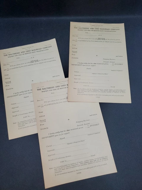 Unused Blank 1800s Railroad Documents Ephemera lot of 3 Baltimore Ohio