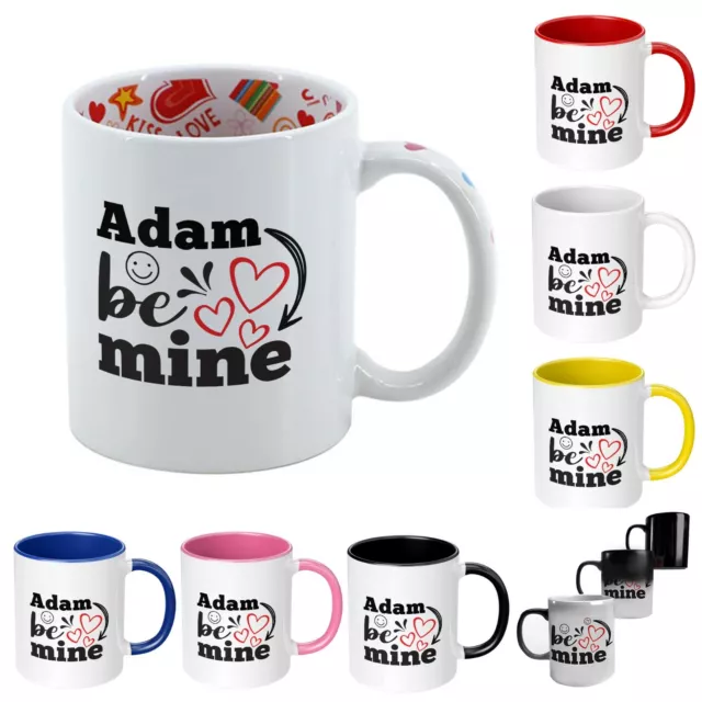 Valentinstag Becher personalisierter Freund Freundin His Her Be Mine Smiley