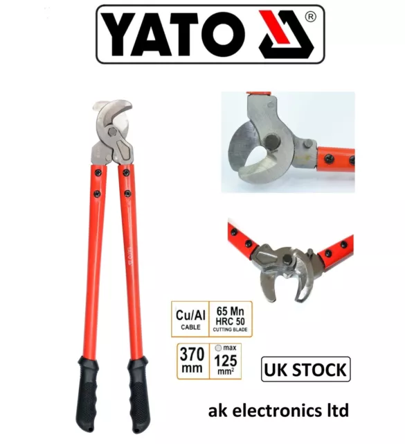 Yato Professional Large AL/CU Electrical Wire up o 125mm Cable Cutter 370mm Long