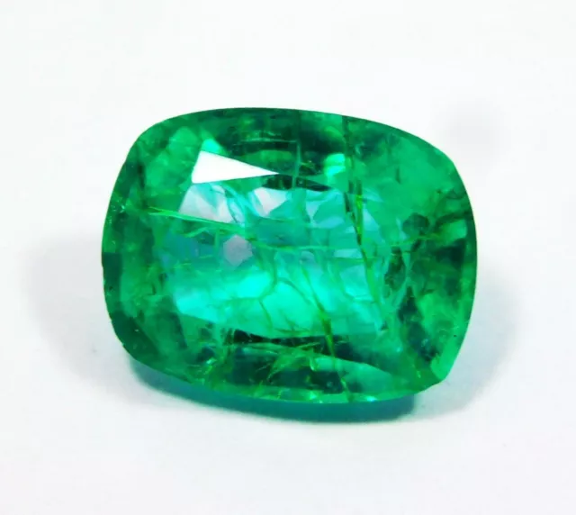 7 To 9 Cts Zambian Natural Green Emerald Cushion Cut Certified Stunning Gemstone
