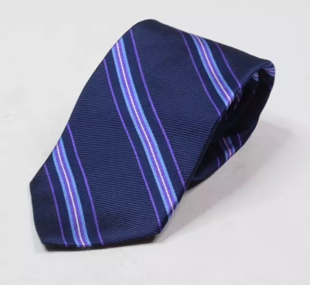 Brooks Brothers Makers and Merchants Tie Mens Blue Purple Stripe 100% Silk