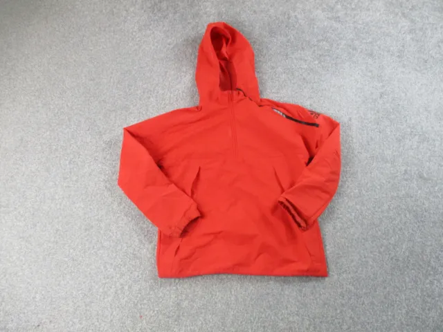 Adidas Jacket Girls 11-12 Years Red Hooded 1/4 Zip Up Winbreaker Outdoor Youth