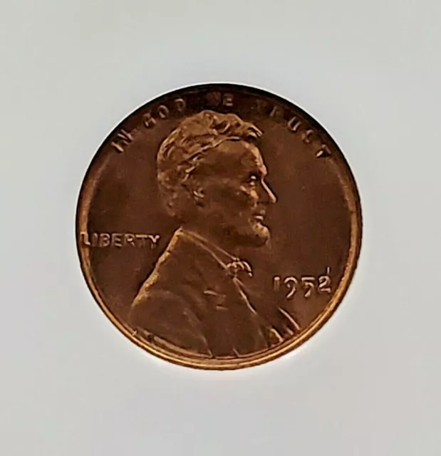 1952 P 1c Lincoln Wheat Cent Penny Coin NGC MS66 RD DIE CRACK ON OBVERSE HEAD 2