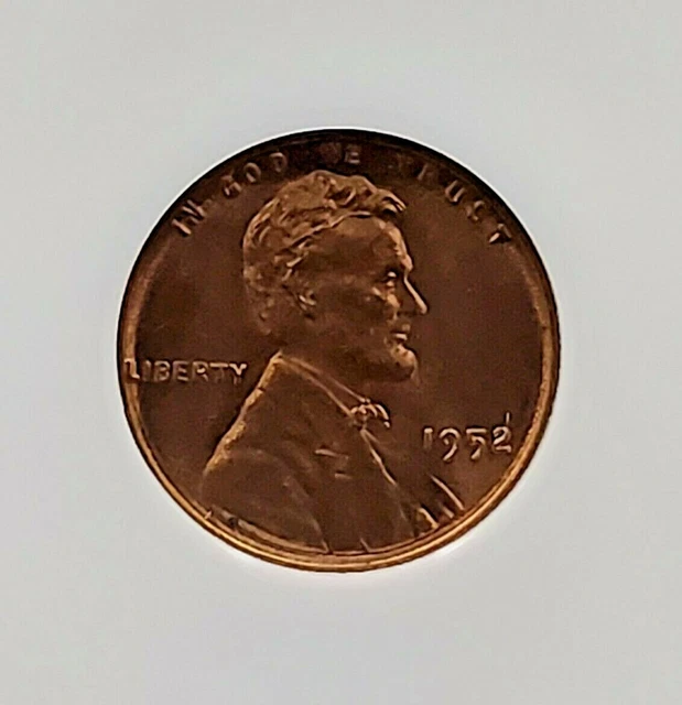 1952 P 1c Lincoln Wheat Cent Penny Coin NGC MS66 RD DIE CRACK ON OBVERSE HEAD 2