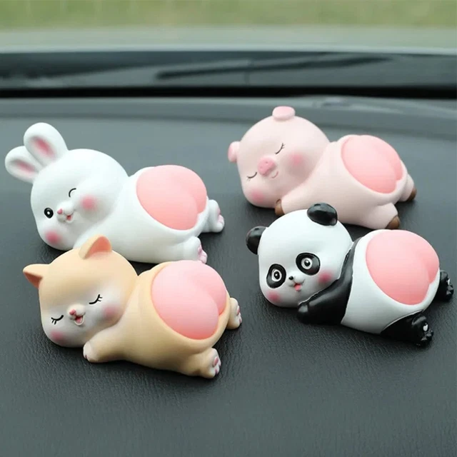 2 Pcs Secouant La Tête Belle Voiture De Dessin Animé Décoration Intérieur Ornement Kit Sculpture