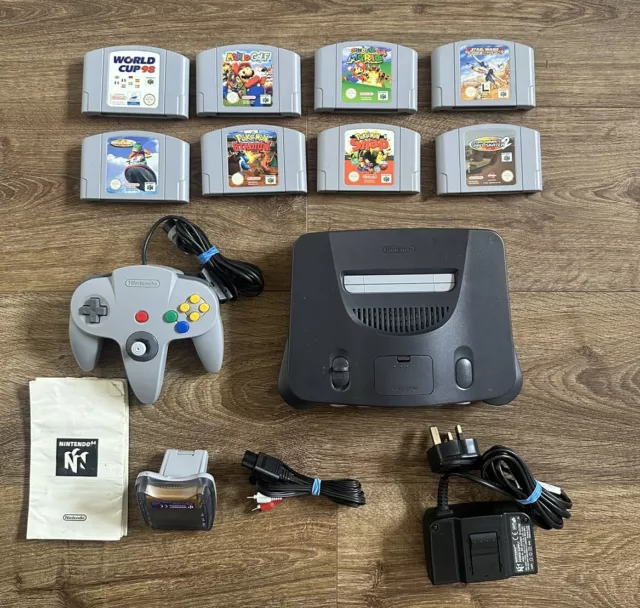 Nintendo 64 N64 Console Bundle, 8 Games, Mario 64, Golf, Pokémon Stadium, Snap