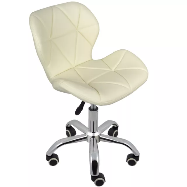 REBOXED Computer Desk Office Chair Chrome with Legs Lift Swivel Small in Cream