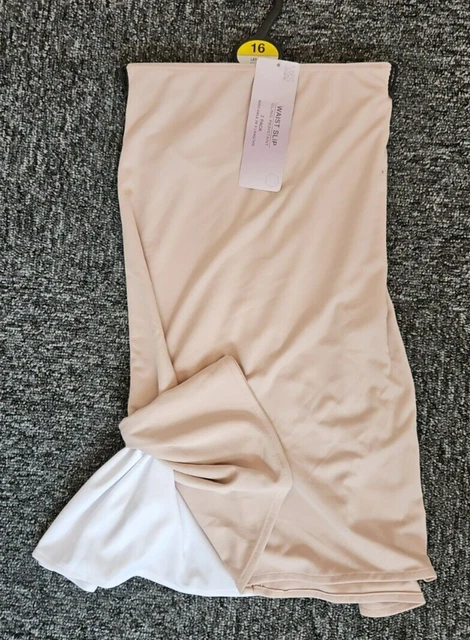 "M&S confezione da 2 vita slip antiappiattimento nudo e bianco taglia 16 lunghezza 19""