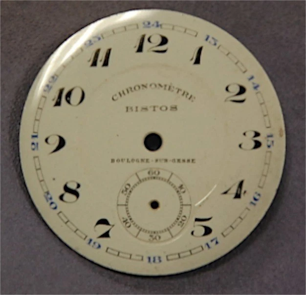 Cadran De Montre Gousset Ancien émaillé 43mm - Modèle Chronomètre Stella Trinacria France - Occasion Authentique