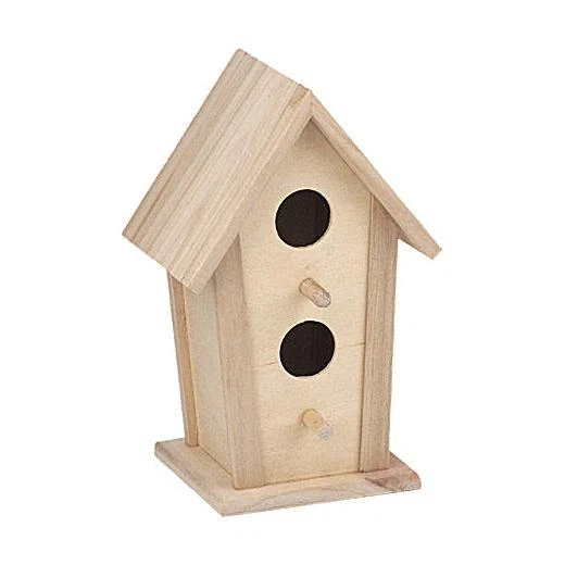 Casa para pájaros de madera desnuda 21x11 cm - 2 orificios de altura #8187